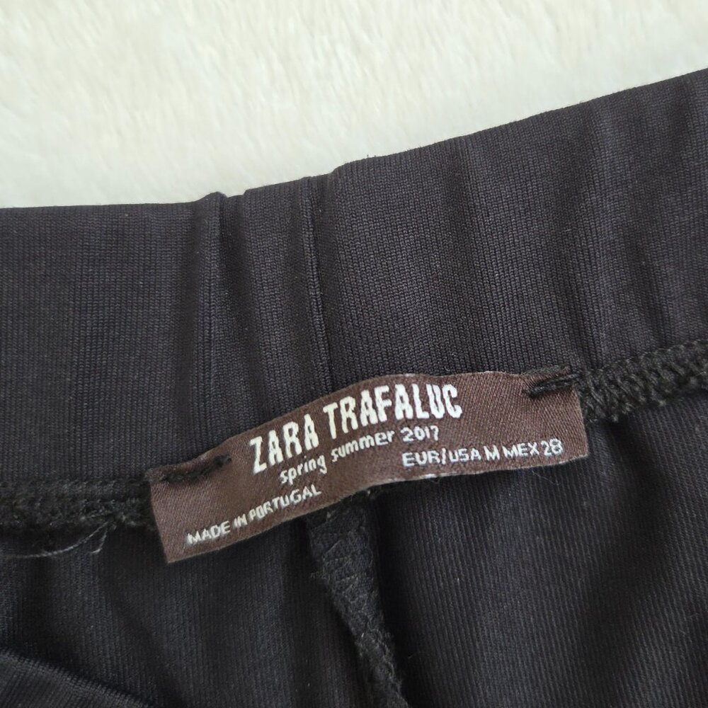 Zara Black Ruched Leggings Medium Subversive Cyber Y2K Goth Grunge High Rise - Picture 7 of 10